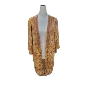 Knox Rose Women's‎ Open Front Boho Floral Lightweight Cardigan Size M/L